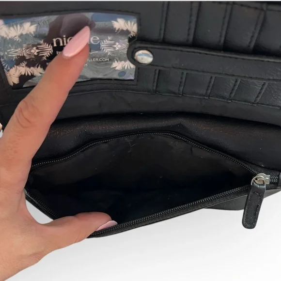 Nicole Miller Black and Silver Crossbody Bag with Stud Detailing‎ - Picture 5 of 5